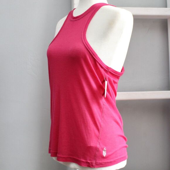 Free People FP Movement Wild Raspberry Very Varsity Ribbed Tank Top SZ Small NWT - Picture 5 of 7